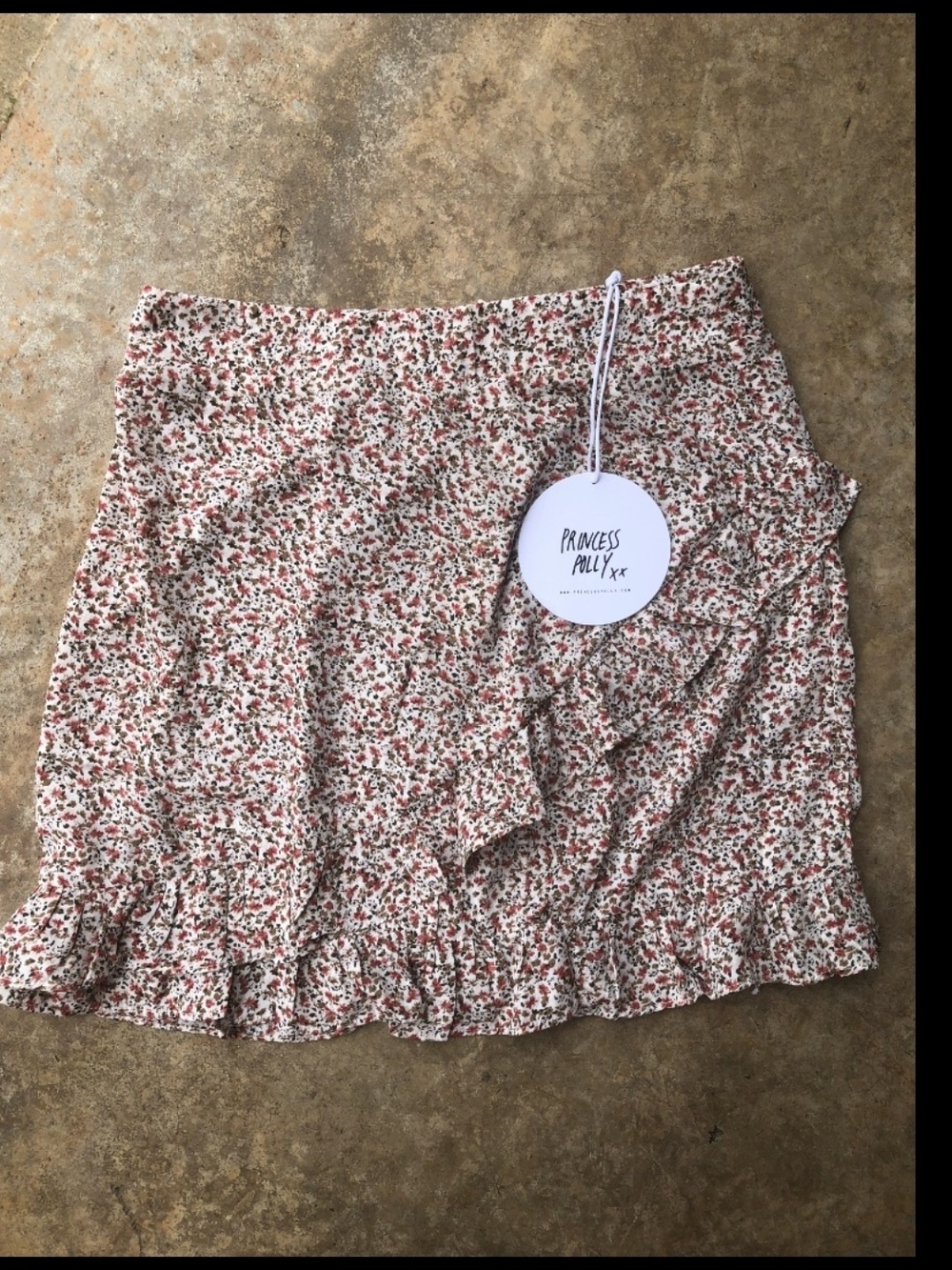 New Women's Princess Polly Floral Mini Ruffled Skirt, Size 6